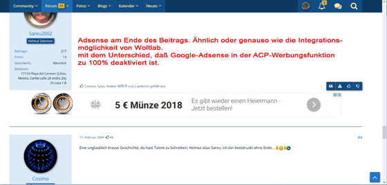 Google Adsense auf Seitenebene - QuickStart-Anzeigen im Woltlab CMS