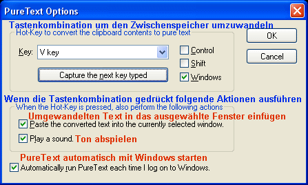 PureText – Einstellungen – Windows10